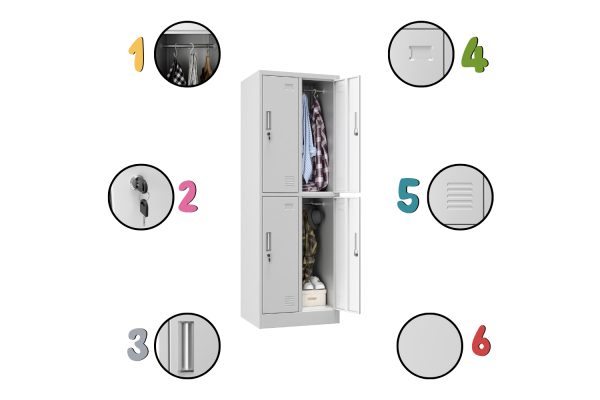 SZAFA BHP 4-KOMOROWA; 60CM; RAL - ZMONTOWANA (na palecie)